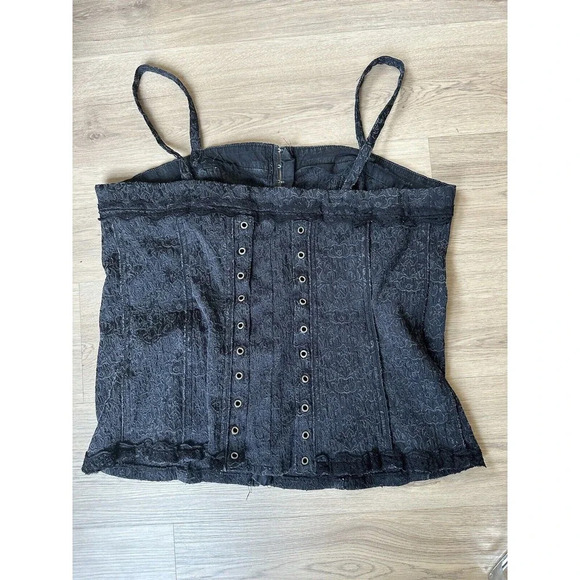 Tripp Nyc Vtg‎ Corset Top Womens 4X Black Floral Lace Goth Rockabilly Punk Y2K - Picture 2 of 8